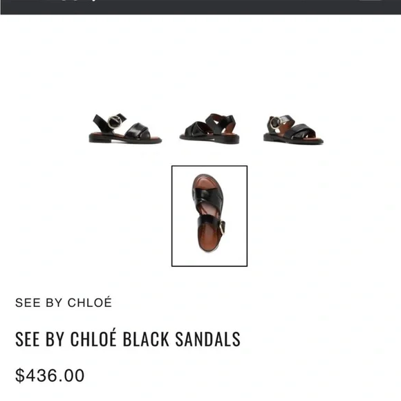 See by Chloe sandals LYNA flat black leather buckle 35.5 new - Picture 9 of 13